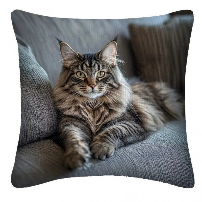 1PC   Sofa Cat Pillow Cover, Single-Sided Print for Easter, No Pillow Insert, Perfect for Any Living Room,Sofa Decor Style