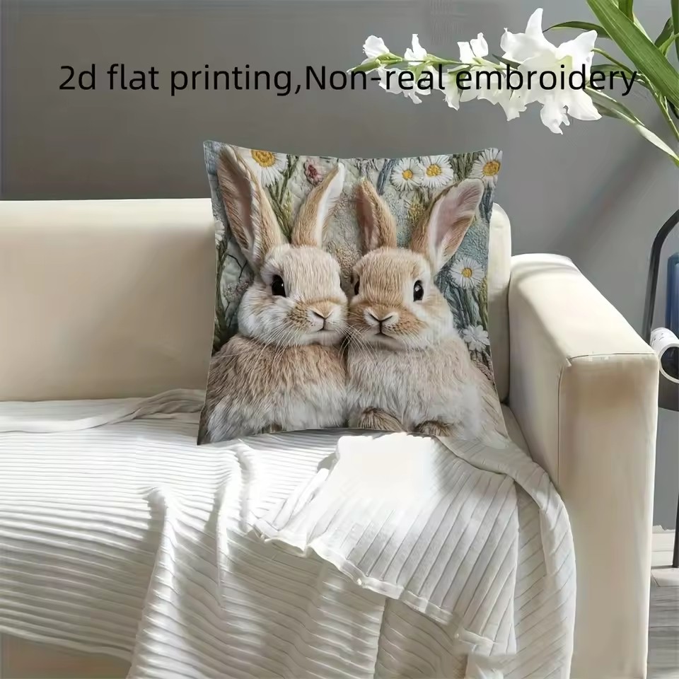 VIKAMA Embroidered Patchwork Cute Pet Blanket for Living Room Sofa Cushion Cover, Children's Room Pillow Cover, Home Decoration