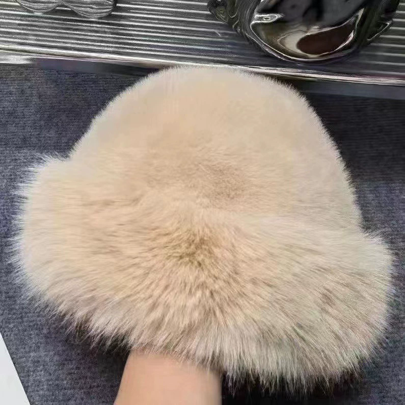 New Fluffy Fur Bucket Hat For Women Plush Fisherman Hat Warm Women's Winter Hat Thicken Cold Snowy Day Panama Cap Chrismas Gifts
