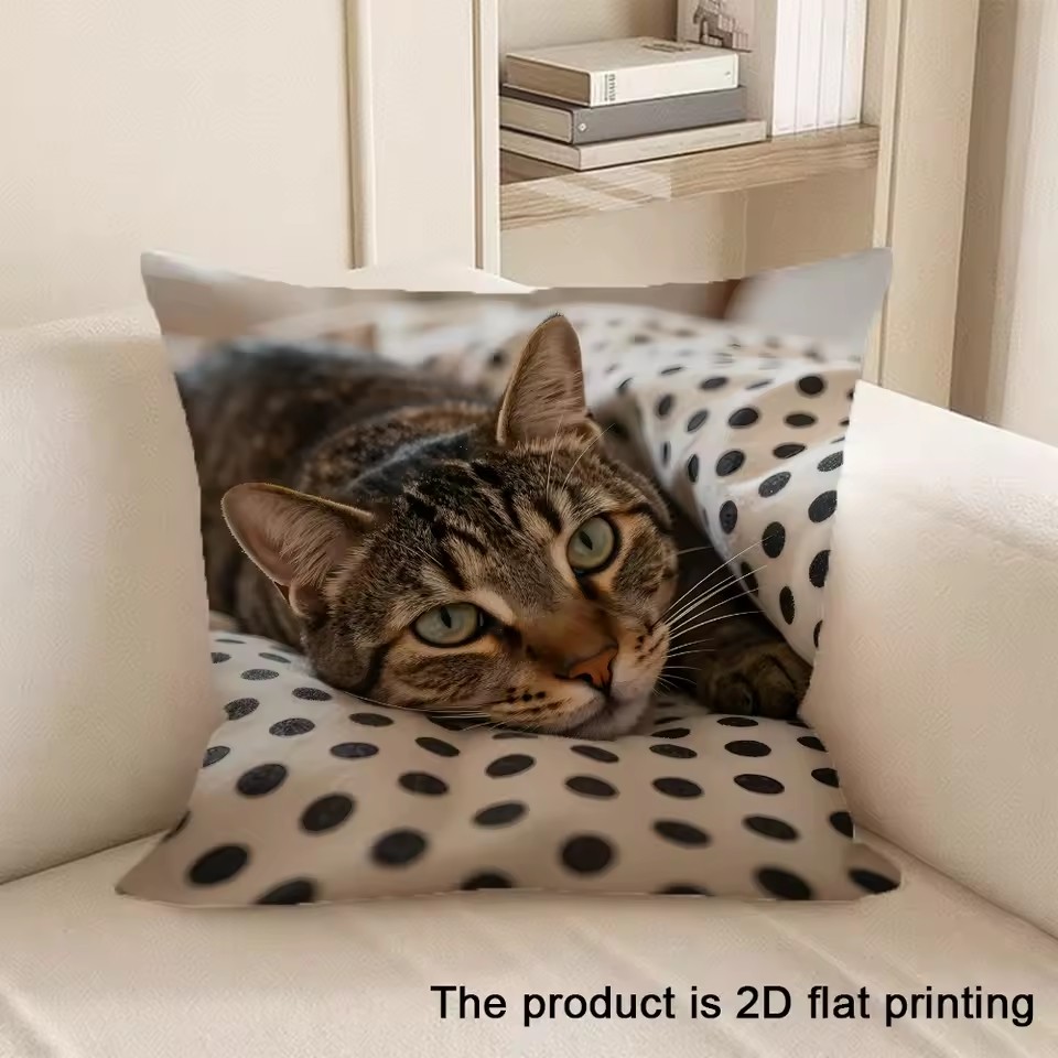 1PC   Sofa Cat Pillow Cover, Single-Sided Print for Easter, No Pillow Insert, Perfect for Any Living Room,Sofa Decor Style
