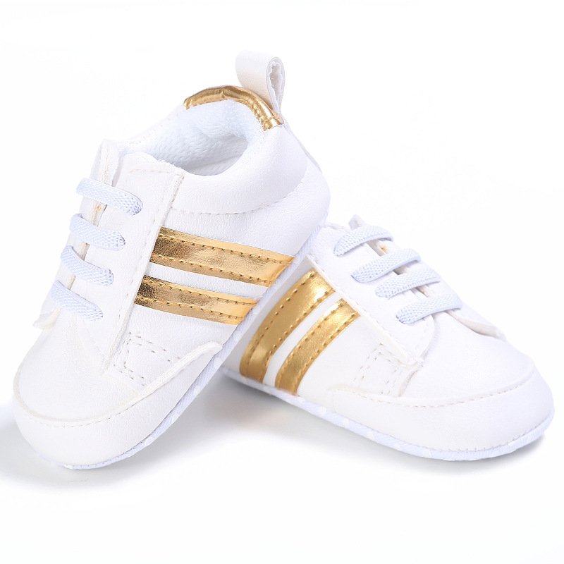 Toddler Baby Girl Shoes 0 to 3 6 9 12 Months Casual Cute Gold White Baby Boy Shoes First Walkers Soft Crib Shoes Infantil