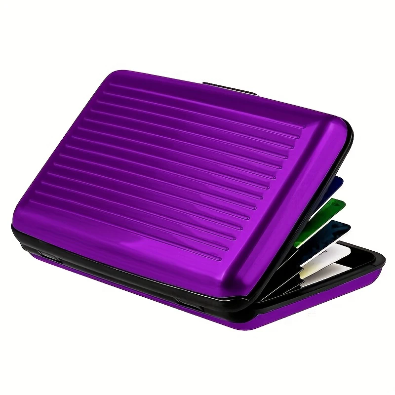 A Single Piece Of RFID Shielded Credit Card Protector, Aluminum Business Card Holder With 6 Slots, Golden ID Card Wallet, Secure C-28