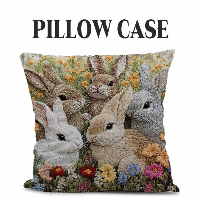 VIKAMA Embroidered Patchwork Cute Pet Blanket for Living Room Sofa Cushion Cover, Children's Room Pillow Cover, Home Decoration