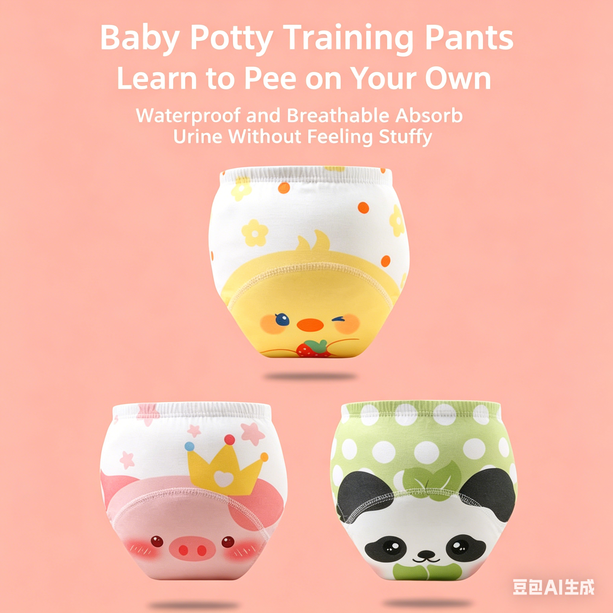 Baby Waterproof Diapers Pee Shorts Underwears Reusable Soft Ecological Cotton Toddler Potty Training Pants For Boys Girls（Note: The link is divided into 4-pack and 2-pack packages）