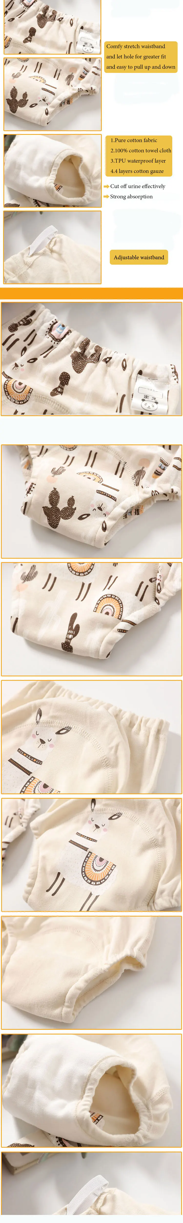 Baby Waterproof Diapers Pee Shorts Underwears Reusable Soft Ecological Cotton Toddler Potty Training Pants For Boys Girls（Note: The link is divided into 4-pack and 2-pack packages）