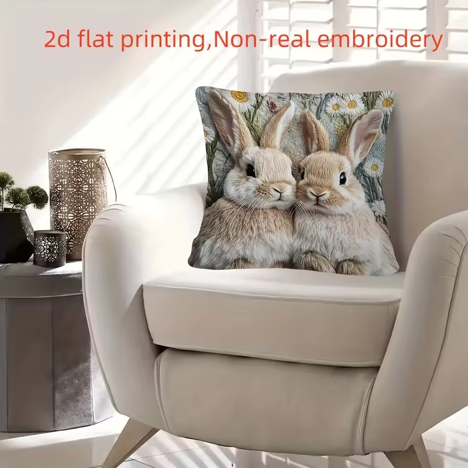 VIKAMA Embroidered Patchwork Cute Pet Blanket for Living Room Sofa Cushion Cover, Children's Room Pillow Cover, Home Decoration