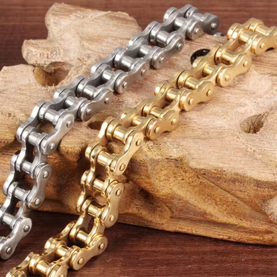 1Pcs Men's Stainless Steel Bracelet Creative Imitation Bicycle Chain Bracelet Trendy Punk Style Daily Wear Accessories A-2226
