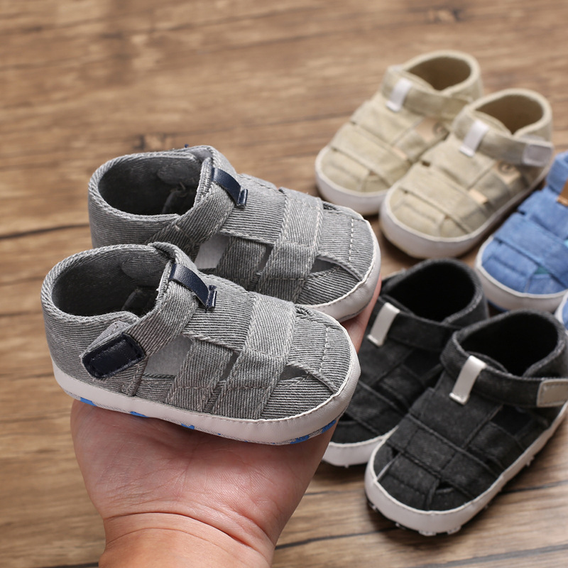 Newborn Boys And Girls Baby Shoes Fashion Canvas Soft Soles First Walking Shoes Breathable Sandals Popular Summer Beach Shoes