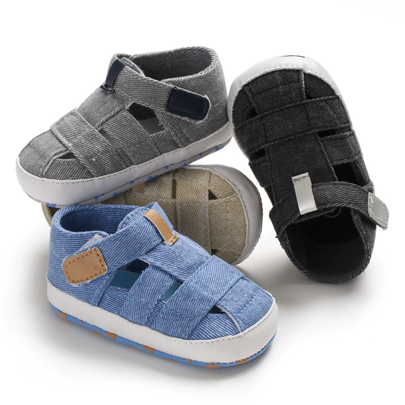 Newborn Boys And Girls Baby Shoes Fashion Canvas Soft Soles First Walking Shoes Breathable Sandals Popular Summer Beach Shoes