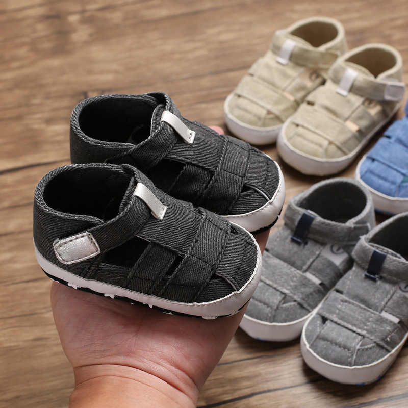 Newborn Boys And Girls Baby Shoes Fashion Canvas Soft Soles First Walking Shoes Breathable Sandals Popular Summer Beach Shoes
