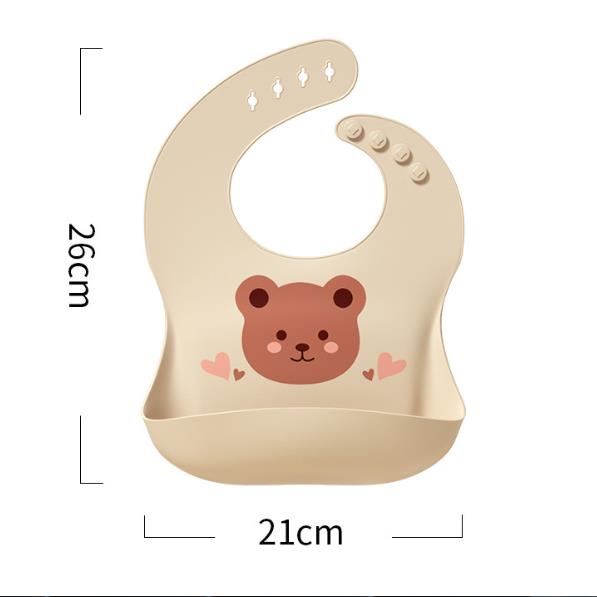 Baby Bib Waterproof Soft Silicone Scarf Cartoon Bear Cute Print Adjustable Bibs Burp Cloths Baby Feeding Aprons Kids Eating