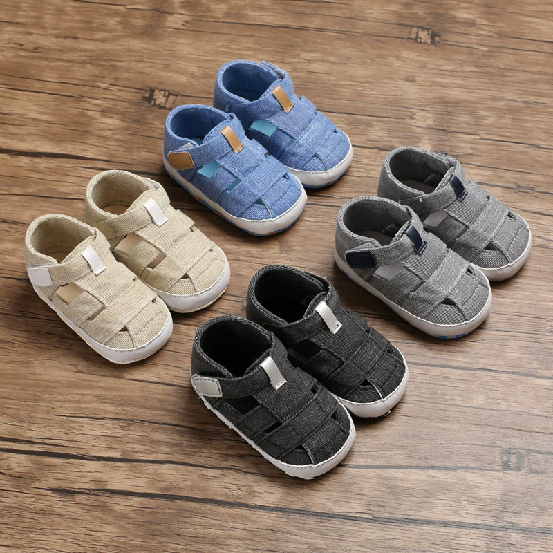 Newborn Boys And Girls Baby Shoes Fashion Canvas Soft Soles First Walking Shoes Breathable Sandals Popular Summer Beach Shoes