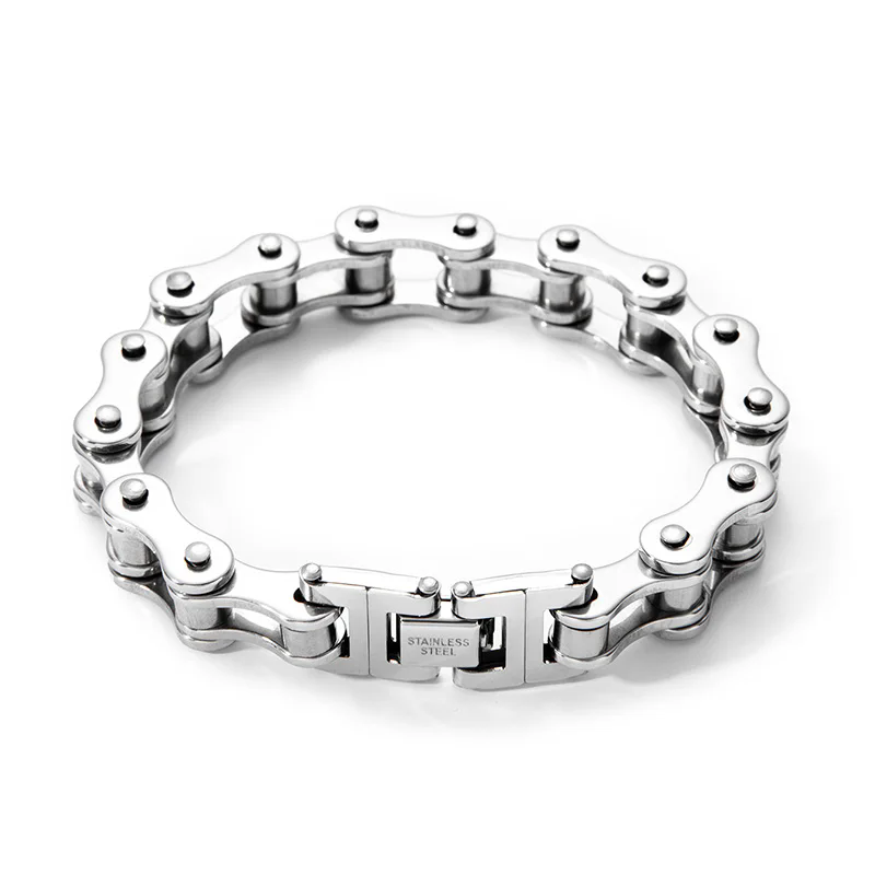 1Pcs Men's Stainless Steel Bracelet Creative Imitation Bicycle Chain Bracelet Trendy Punk Style Daily Wear Accessories A-2226