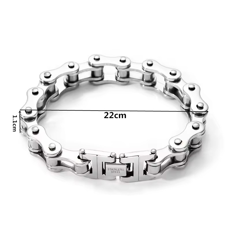 1Pcs Men's Stainless Steel Bracelet Creative Imitation Bicycle Chain Bracelet Trendy Punk Style Daily Wear Accessories A-2226