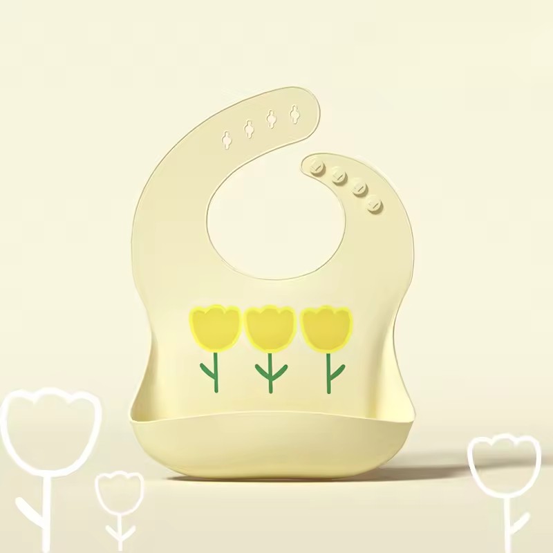 Baby Bib Waterproof Soft Silicone Scarf Cartoon Bear Cute Print Adjustable Bibs Burp Cloths Baby Feeding Aprons Kids Eating