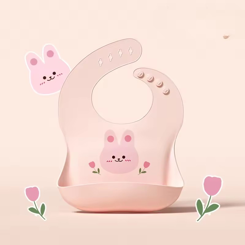 Baby Bib Waterproof Soft Silicone Scarf Cartoon Bear Cute Print Adjustable Bibs Burp Cloths Baby Feeding Aprons Kids Eating