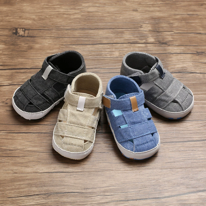 Newborn Boys And Girls Baby Shoes Fashion Canvas Soft Soles First Walking Shoes Breathable Sandals Popular Summer Beach Shoes