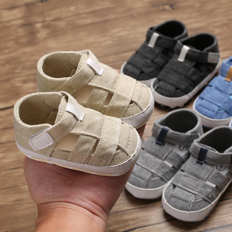 Newborn Boys And Girls Baby Shoes Fashion Canvas Soft Soles First Walking Shoes Breathable Sandals Popular Summer Beach Shoes