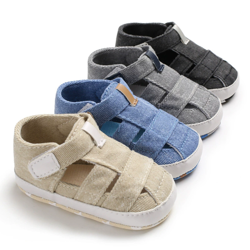 Newborn Boys And Girls Baby Shoes Fashion Canvas Soft Soles First Walking Shoes Breathable Sandals Popular Summer Beach Shoes