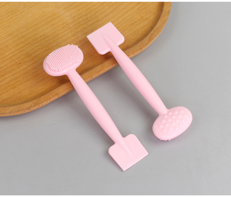 Double head silicone facial mask facial cleaning brush TPR soft gel head facial cleaning massage brush