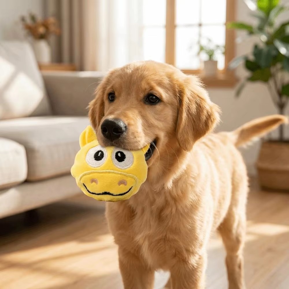 Pet Vocal Toy Cartoon Plush Dog Toy Ball Soft Bouncing Ball Dog Training Toy Ball Bite Resistant Pet Chew Toy Puppy Training
