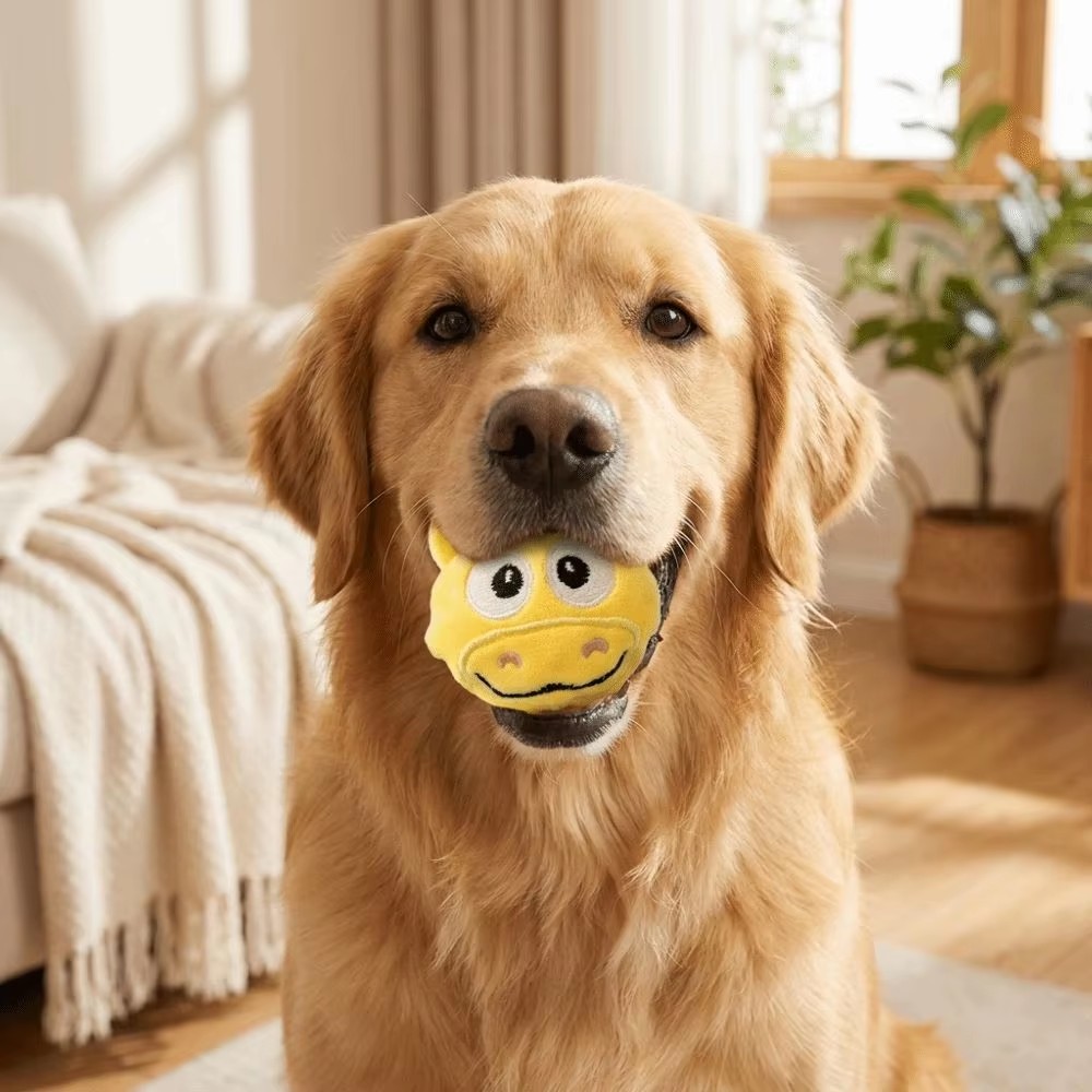Pet Vocal Toy Cartoon Plush Dog Toy Ball Soft Bouncing Ball Dog Training Toy Ball Bite Resistant Pet Chew Toy Puppy Training