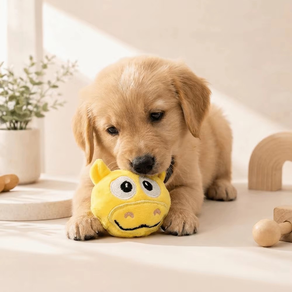 Pet Vocal Toy Cartoon Plush Dog Toy Ball Soft Bouncing Ball Dog Training Toy Ball Bite Resistant Pet Chew Toy Puppy Training