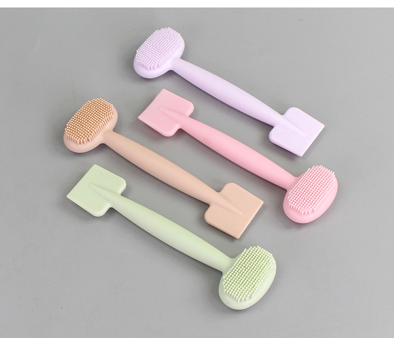 Double head silicone facial mask facial cleaning brush TPR soft gel head facial cleaning massage brush