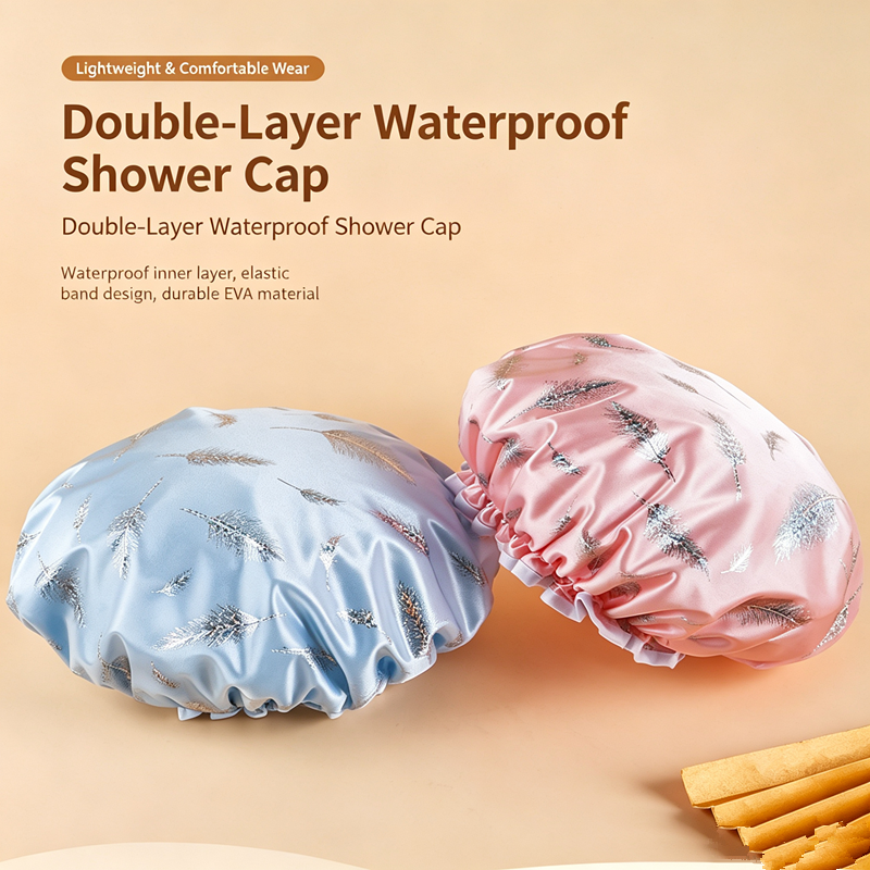 Double layer shower cap, shower head cover, household women's winter shower cap, children's hair cover,  special ear protection