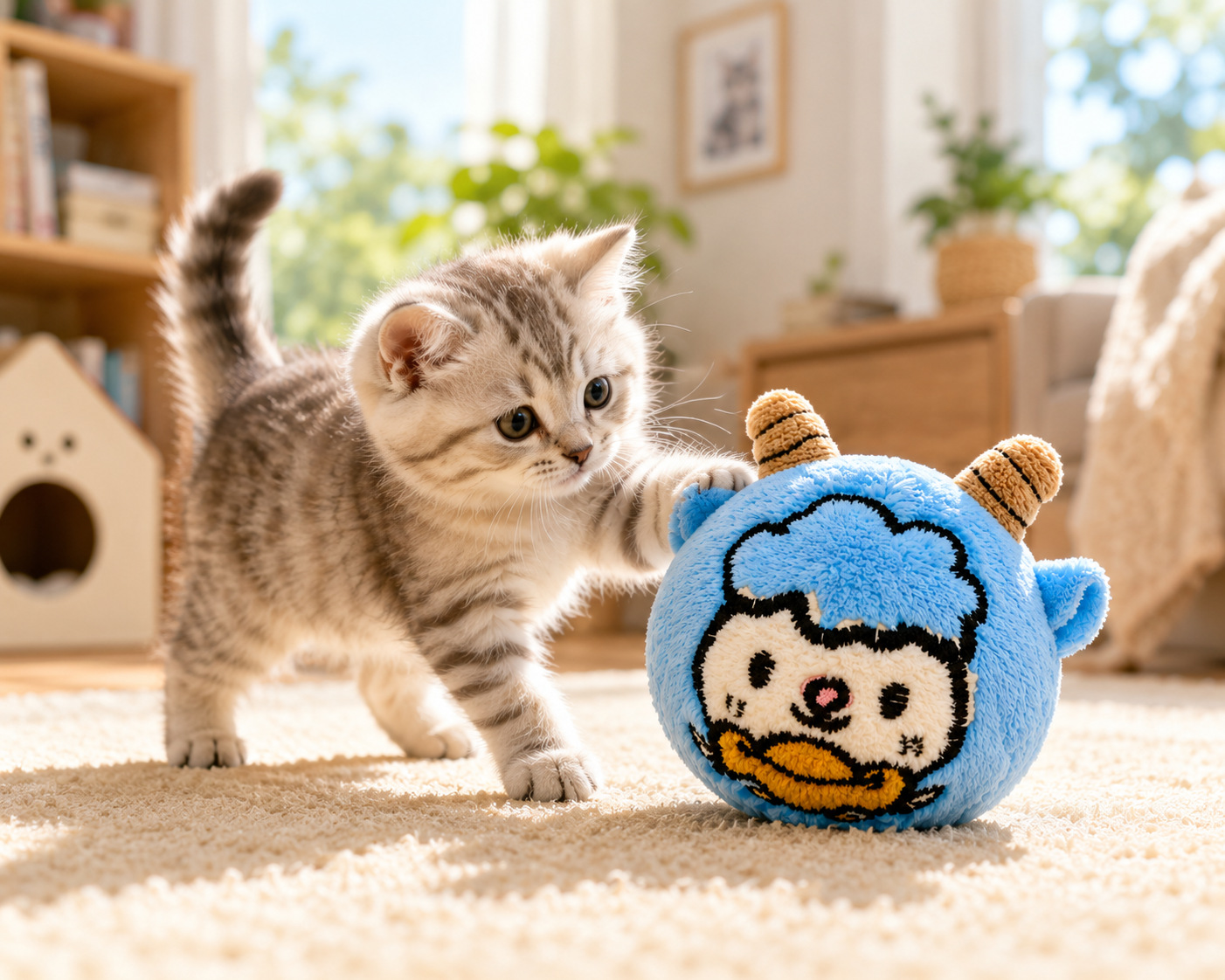 Pet Vocal Toy Cartoon Plush Dog Toy Ball Soft Bouncing Ball Dog Training Toy Ball Bite Resistant Pet Chew Toy Puppy Training