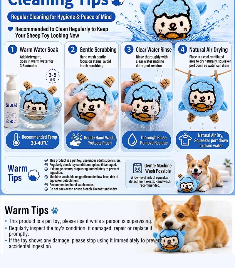 Pet Vocal Toy Cartoon Plush Dog Toy Ball Soft Bouncing Ball Dog Training Toy Ball Bite Resistant Pet Chew Toy Puppy Training