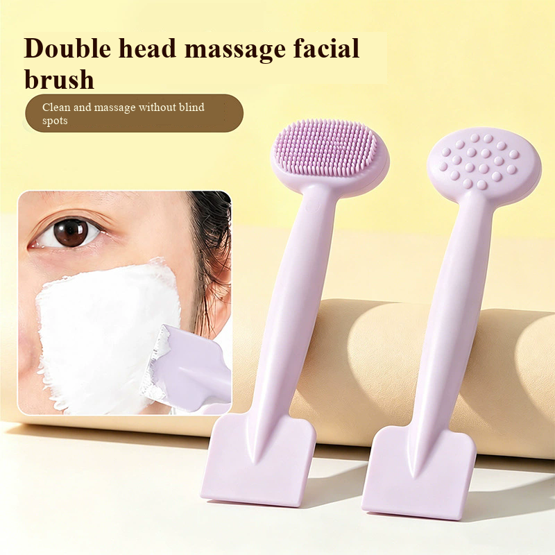 Double head silicone facial mask facial cleaning brush TPR soft gel head facial cleaning massage brush