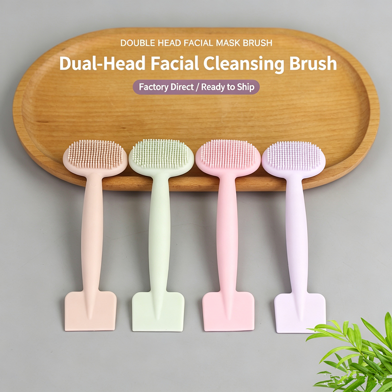 Double head silicone facial mask facial cleaning brush TPR soft gel head facial cleaning massage brush