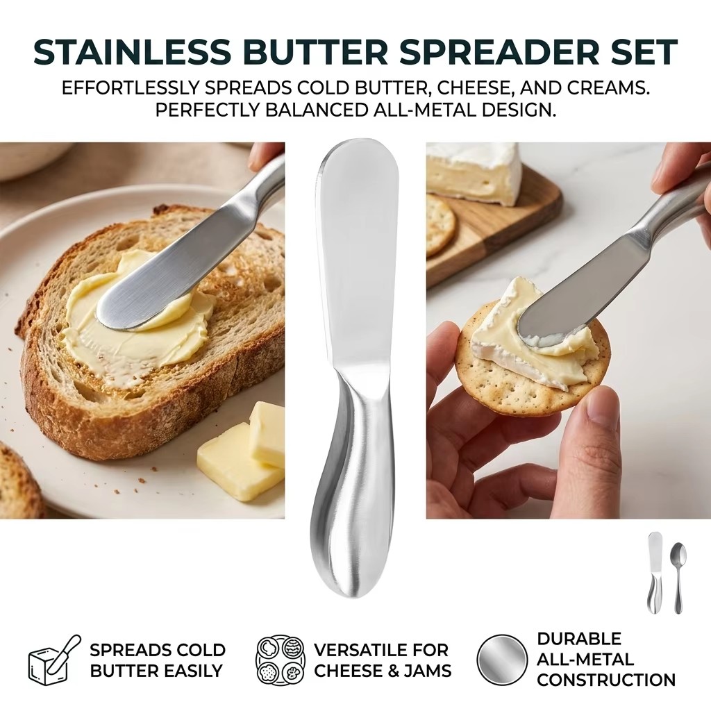 Stainless Steel Butter Cutter Cheese Jam Spreaders Cream Cutter Utensil Multifunction Butter Bread Knife For Kitchen Gadget