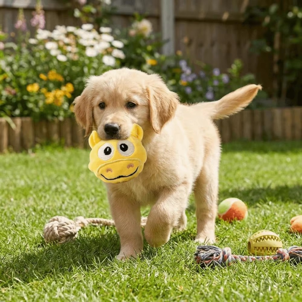 Pet Vocal Toy Cartoon Plush Dog Toy Ball Soft Bouncing Ball Dog Training Toy Ball Bite Resistant Pet Chew Toy Puppy Training