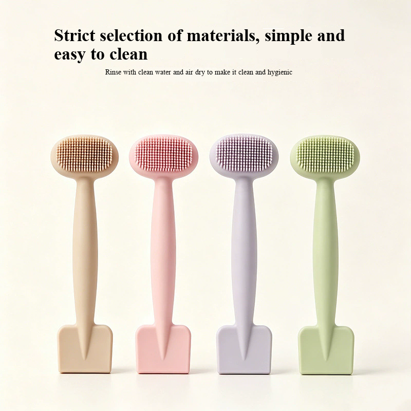 Double head silicone facial mask facial cleaning brush TPR soft gel head facial cleaning massage brush