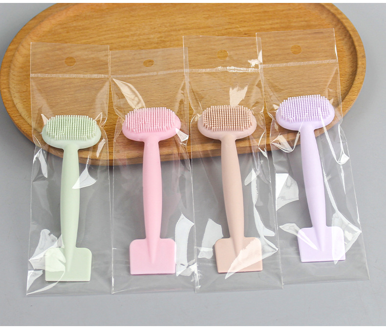 Double head silicone facial mask facial cleaning brush TPR soft gel head facial cleaning massage brush