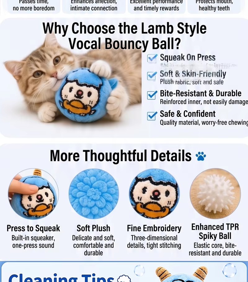 Pet Vocal Toy Cartoon Plush Dog Toy Ball Soft Bouncing Ball Dog Training Toy Ball Bite Resistant Pet Chew Toy Puppy Training