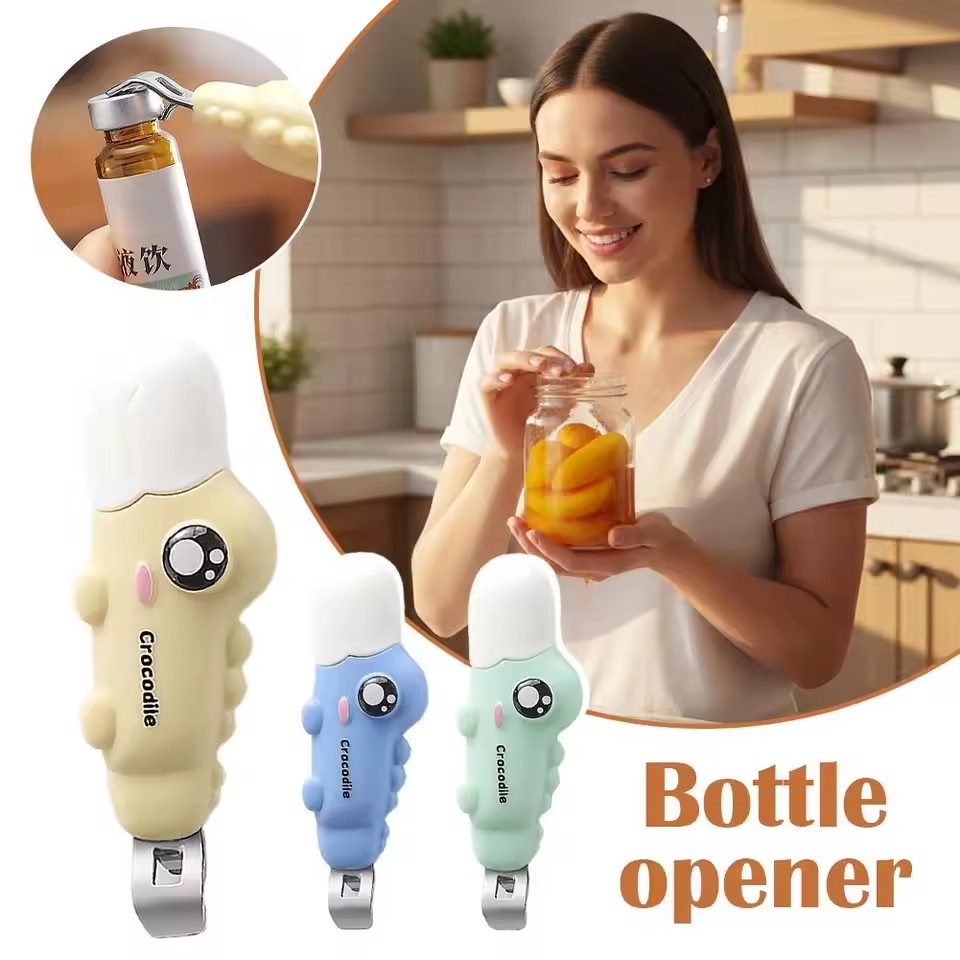 2in1 Crocodile Bottle Opener Oral Liquid Unboxing Tool Unpacking Tool Magnetic Refrigerator Sticker Portable Small Tool