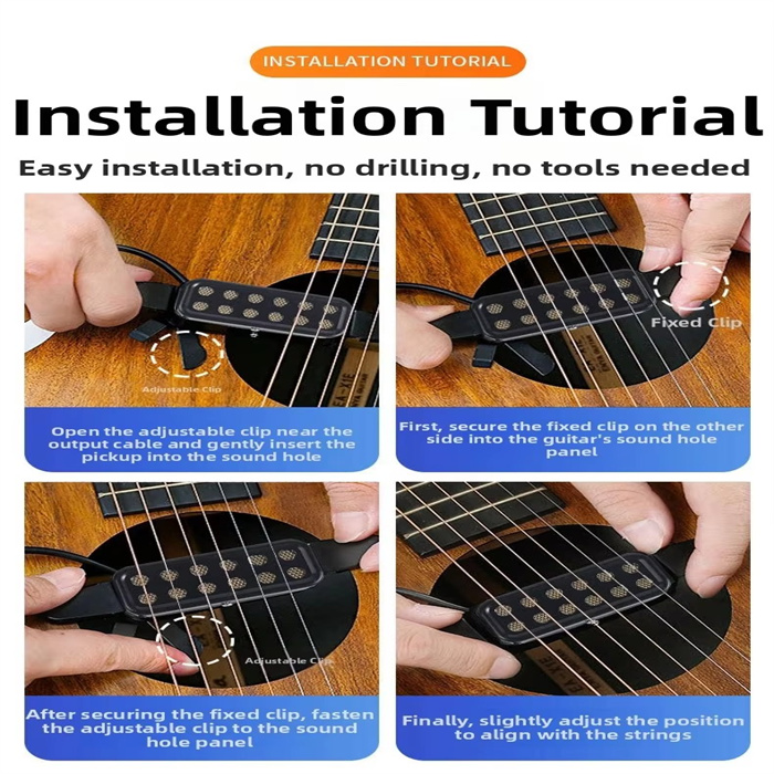 Acoustic Guitar Pickup with Volumes Tone Tuner 12 Sound Hole Pickup Transducer Musical Instruments Accessories