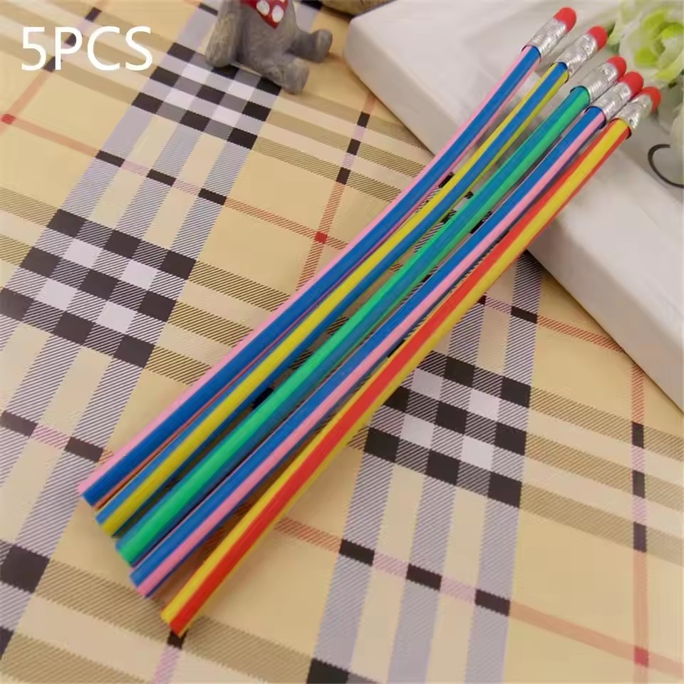5pcs Soft Bendable Pencils For Kids Pencil With Eraser Stationery For School Student Writing Drawing Pens School Supplies