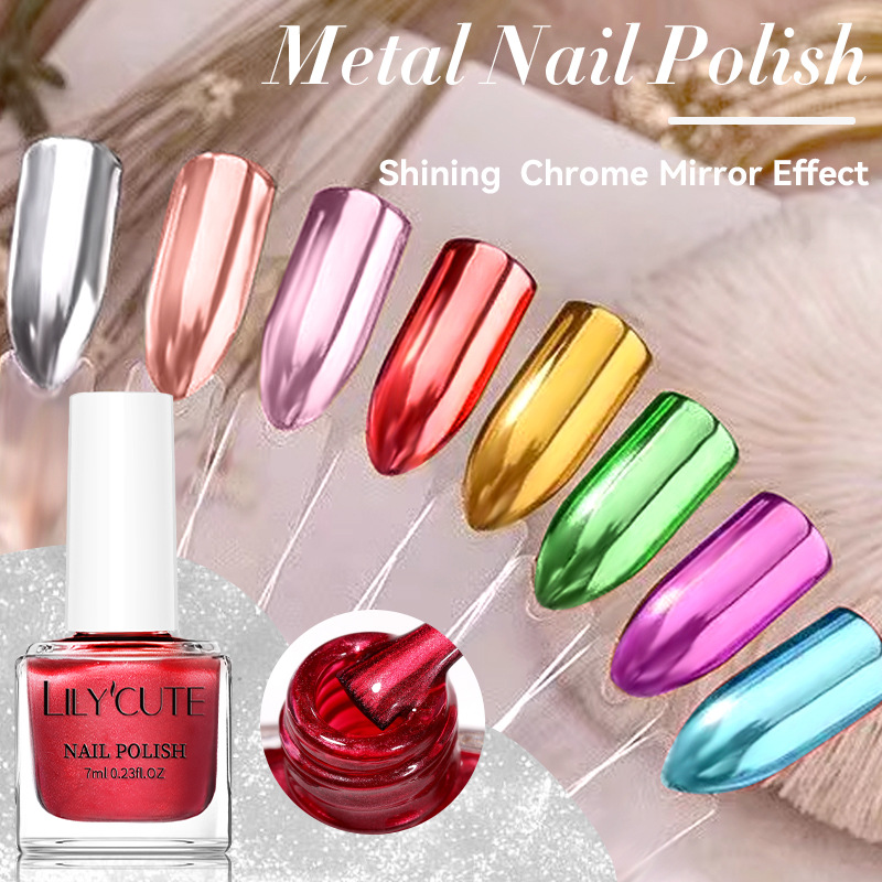 7ml Mirror Silver Metallic Nail Polish Super Bright Metal Effect Nail Art Varnish Fast Drying No Need Lamp For Manicure view 9