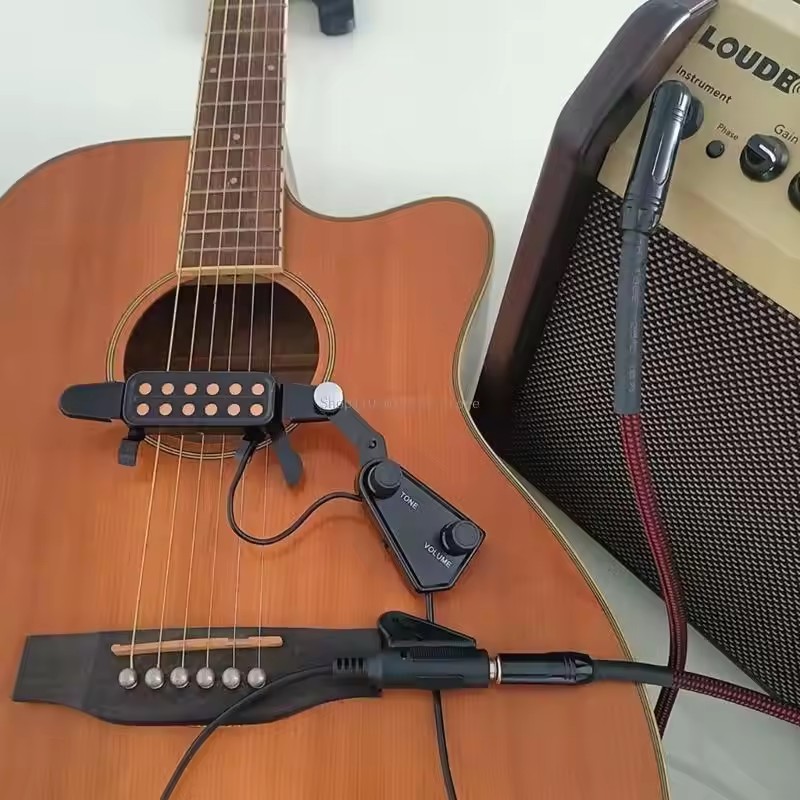 Acoustic Guitar Pickup with Volumes Tone Tuner 12 Sound Hole Pickup Transducer Musical Instruments Accessories