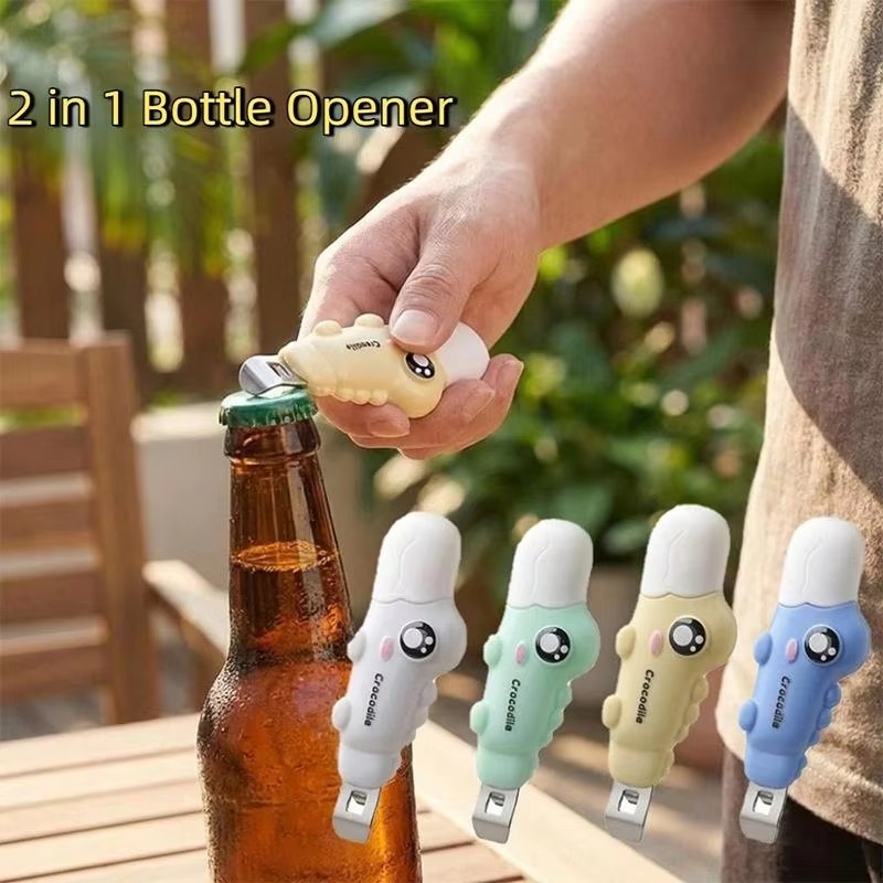 2in1 Crocodile Bottle Opener Oral Liquid Unboxing Tool Unpacking Tool Magnetic Refrigerator Sticker Portable Small Tool