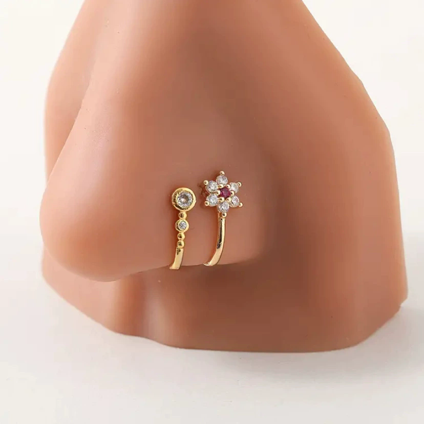1 Piece Crystal Butterfly Fake Nose Ring Non Pierced Nose Clip Ring Indian Style Nose Cover False Septal Piercing Nose Jewelry A-1813-A-2233-A-2177