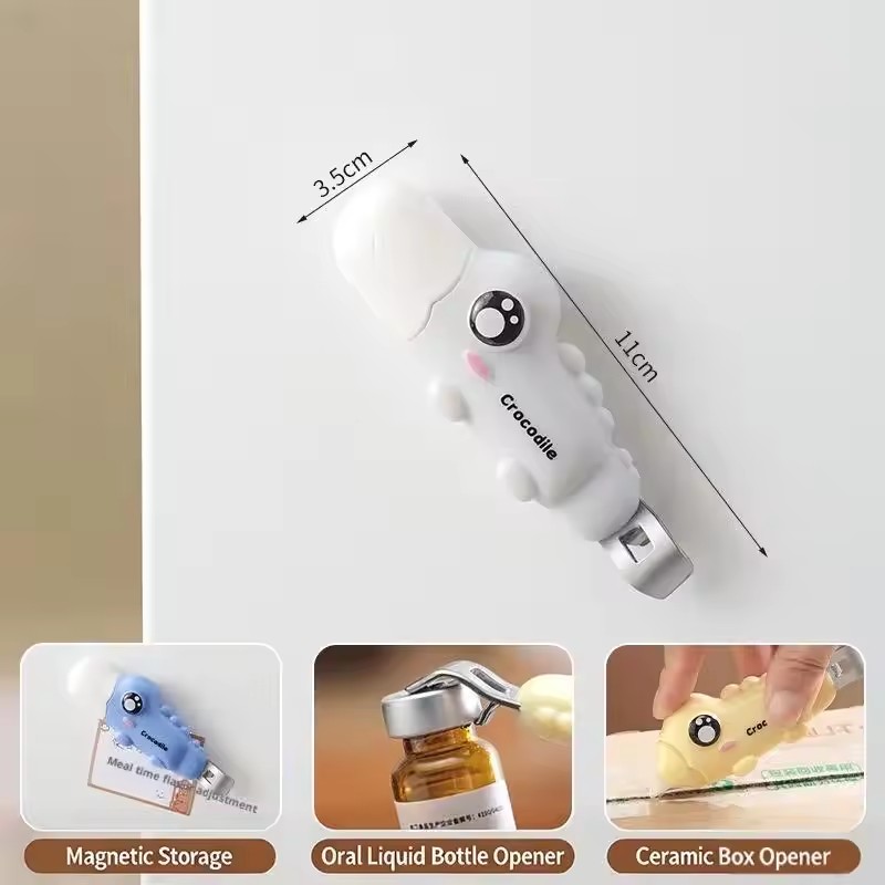 2in1 Crocodile Bottle Opener Oral Liquid Unboxing Tool Unpacking Tool Magnetic Refrigerator Sticker Portable Small Tool