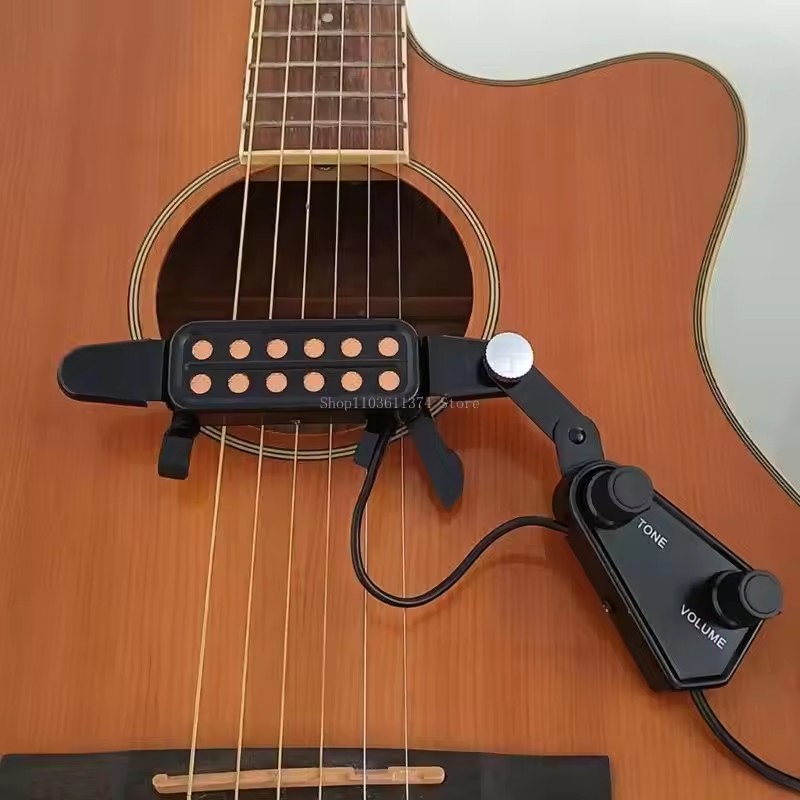 Acoustic Guitar Pickup with Volumes Tone Tuner 12 Sound Hole Pickup Transducer Musical Instruments Accessories