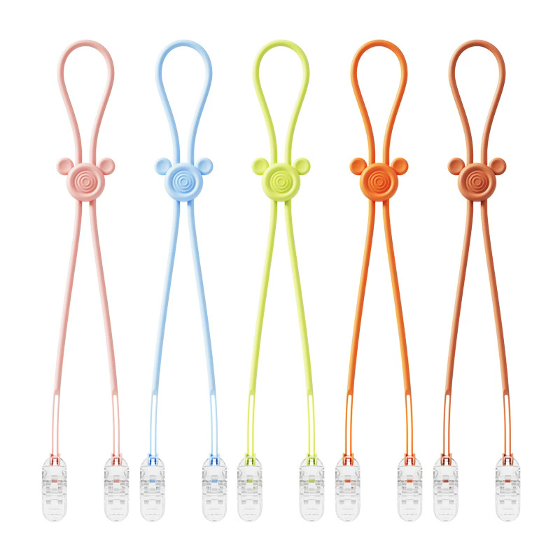 Baby Napkin Clips Bib Holder Clip Adjustable Napkin Towel Neck Strap Silicone Lanyard Portable Dining Clothing Protector