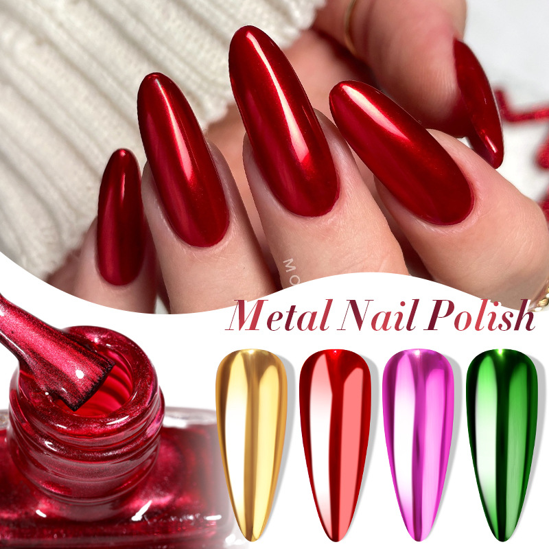 7ml Mirror Silver Metallic Nail Polish Super Bright Metal Effect Nail Art Varnish Fast Drying No Need Lamp For Manicure view 10