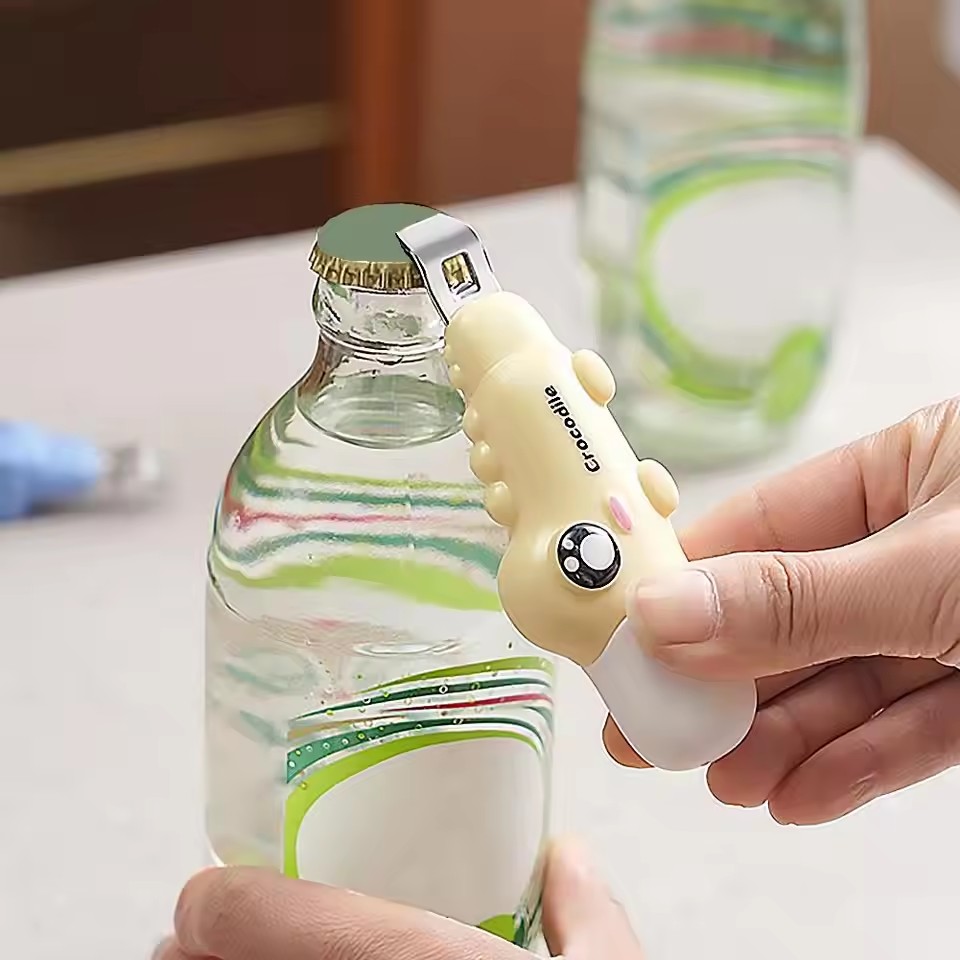 2in1 Crocodile Bottle Opener Oral Liquid Unboxing Tool Unpacking Tool Magnetic Refrigerator Sticker Portable Small Tool